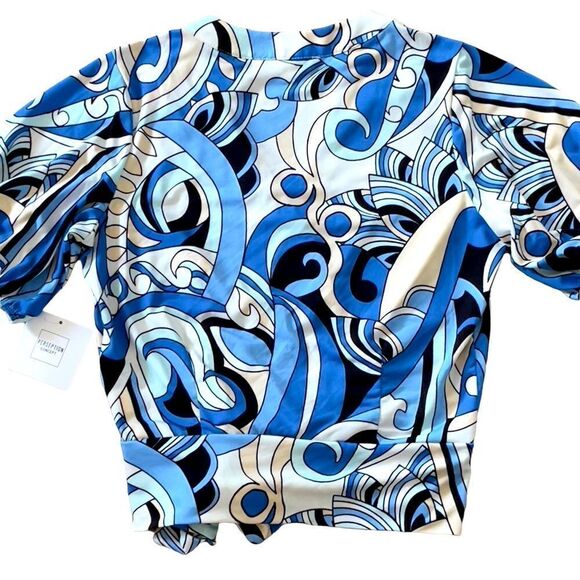 PerSeption Concept Blue Print Front Crossover Top SMALL NWT - Picture 2 of 16